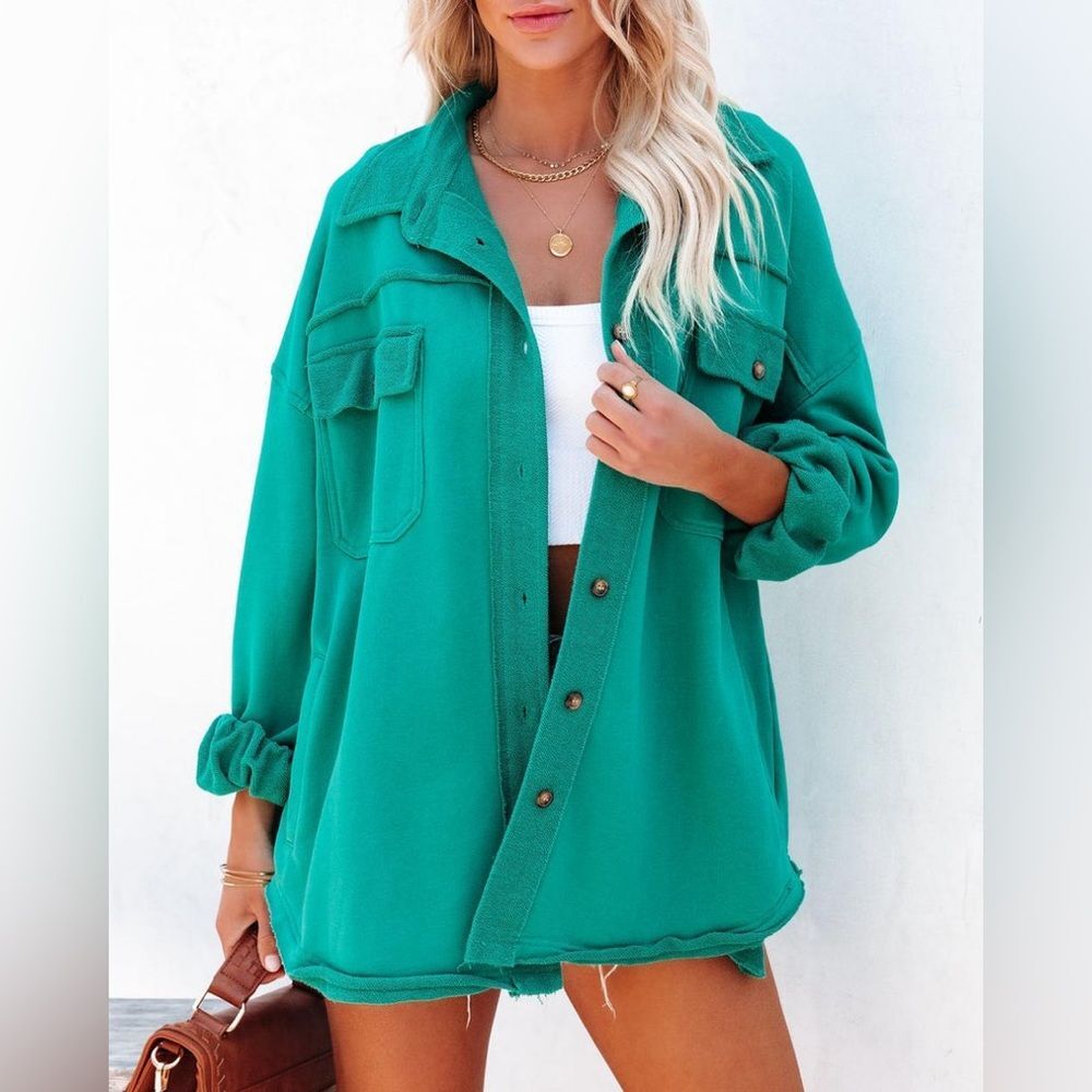 Vici Charleigh Oversized Shirt Button Down Shacket S